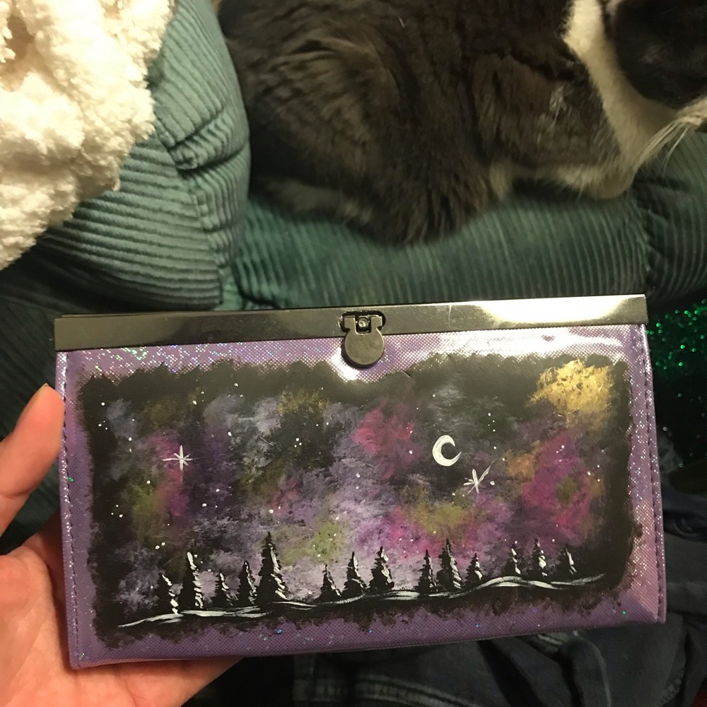 Hand-Painted Celestial Nightwallet - Purple